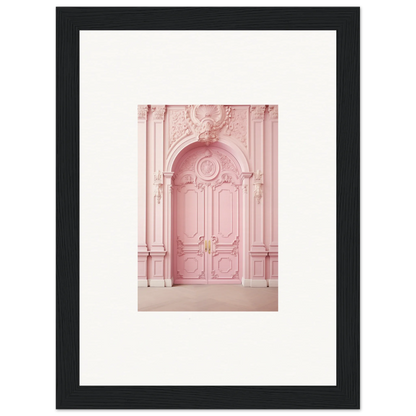 Ornate pink doorway showcasing decorative moldings from Blush Merciful Renaissance