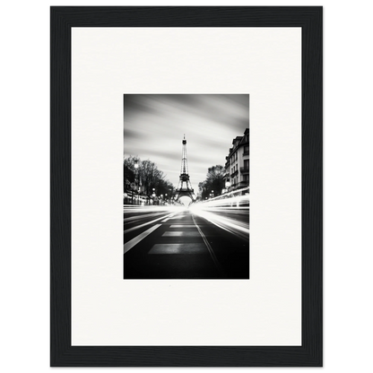 Black and white Eiffel Tower photo for Synth Wave Elysium framed wall art