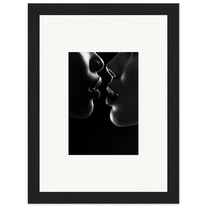 Two silhouetted profiles sharing an intimate moment in Midnight Kiss Darkness art