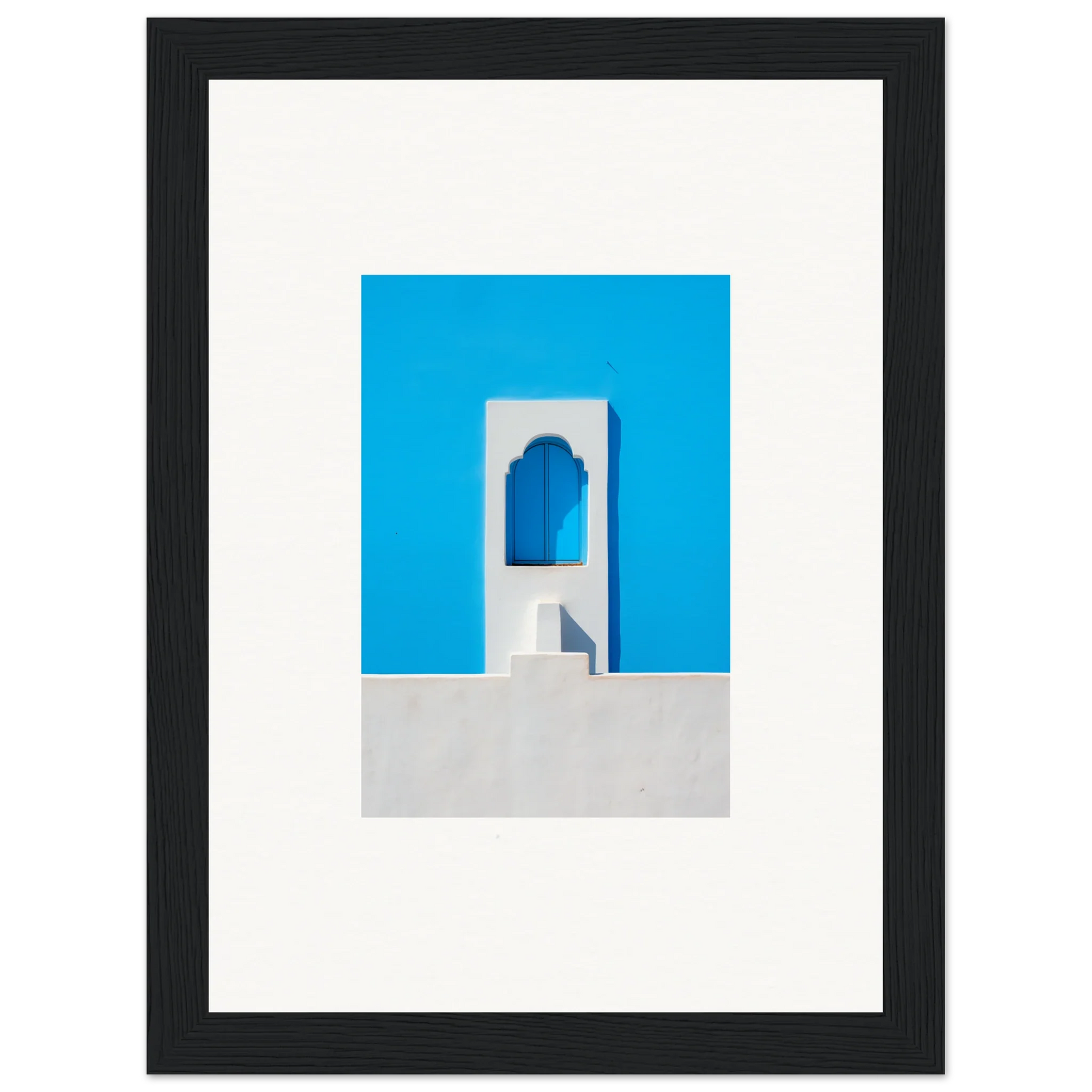 Minimalist white archway with cerulean backdrop from Oikos Cerulean Aperturearches