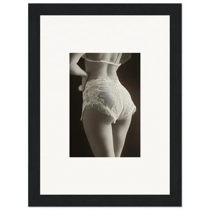 Black and white wall art of a woman in lace underwear, perfect for room decoration