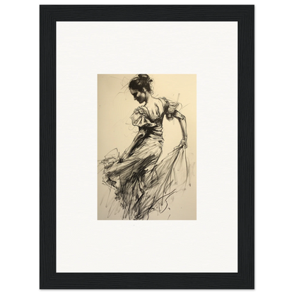 Sketch of a woman in flowing dress in dynamic movement for Shadow Waltz special edition art™