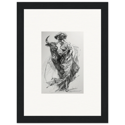 Black and white matador and bull sketch from Ebullient Abstract Liaisons special edition art™