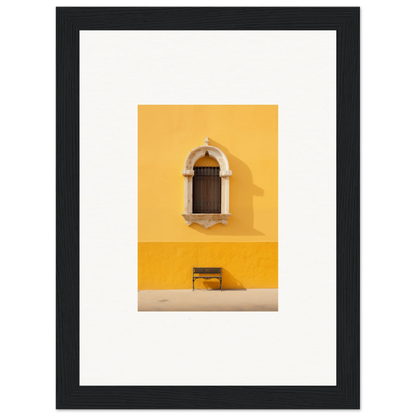 Arched wooden window on yellow wall with bench - Gapes of Gargoyles special edition art™