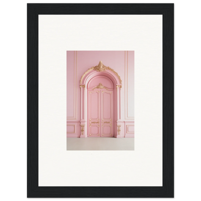 Ornate pink door with gold trim in Paris Dreams Frame, perfect for stylish wall art