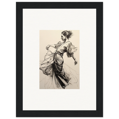 Elegant sketch of a woman in flowing dress, part of Midnight Dance Whispers special edition art™