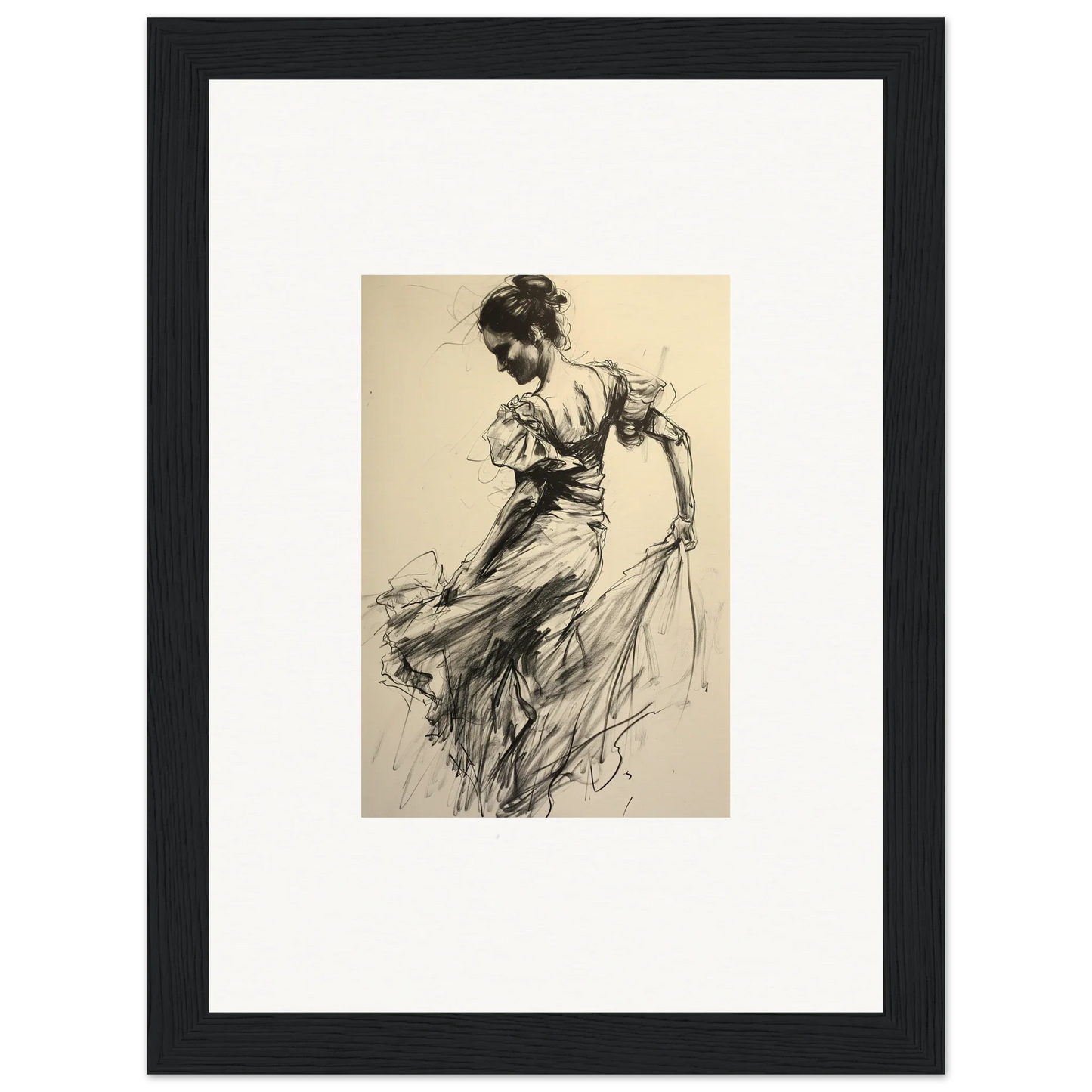 Dynamic sketch of a woman in flowing dress for Gyroscopic Baudelo Bacon special edition art™