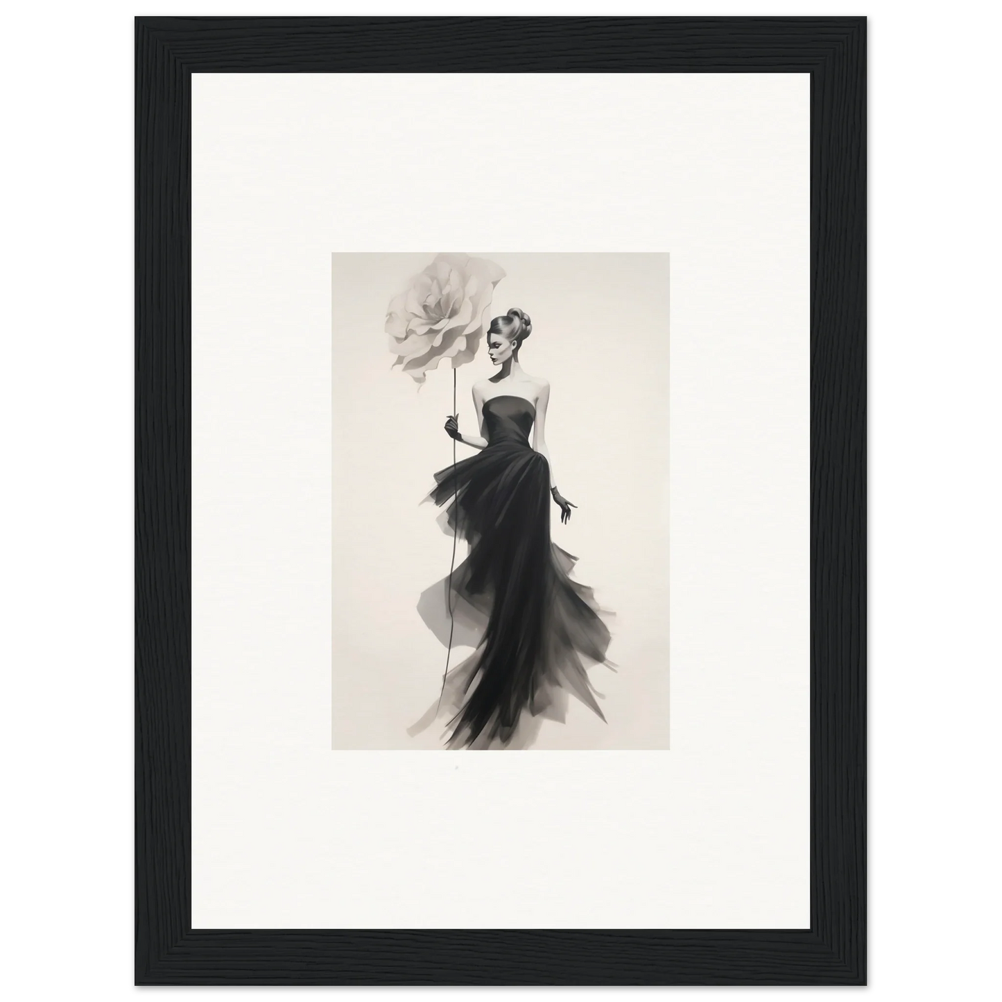 Elegant black and white fashion illustration for Opulent Reverie Lyrisans special edition art™