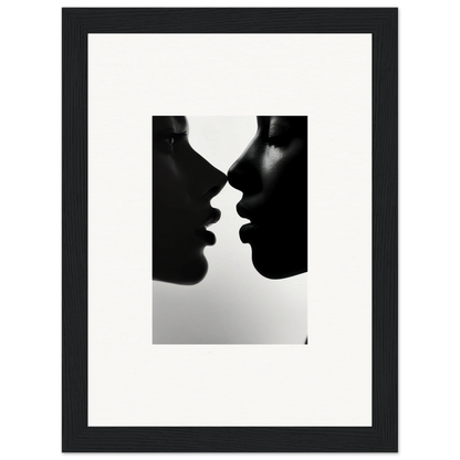 Silhouetted profiles in intimate pose, part of Narcissus Mirror Haze framed wall art