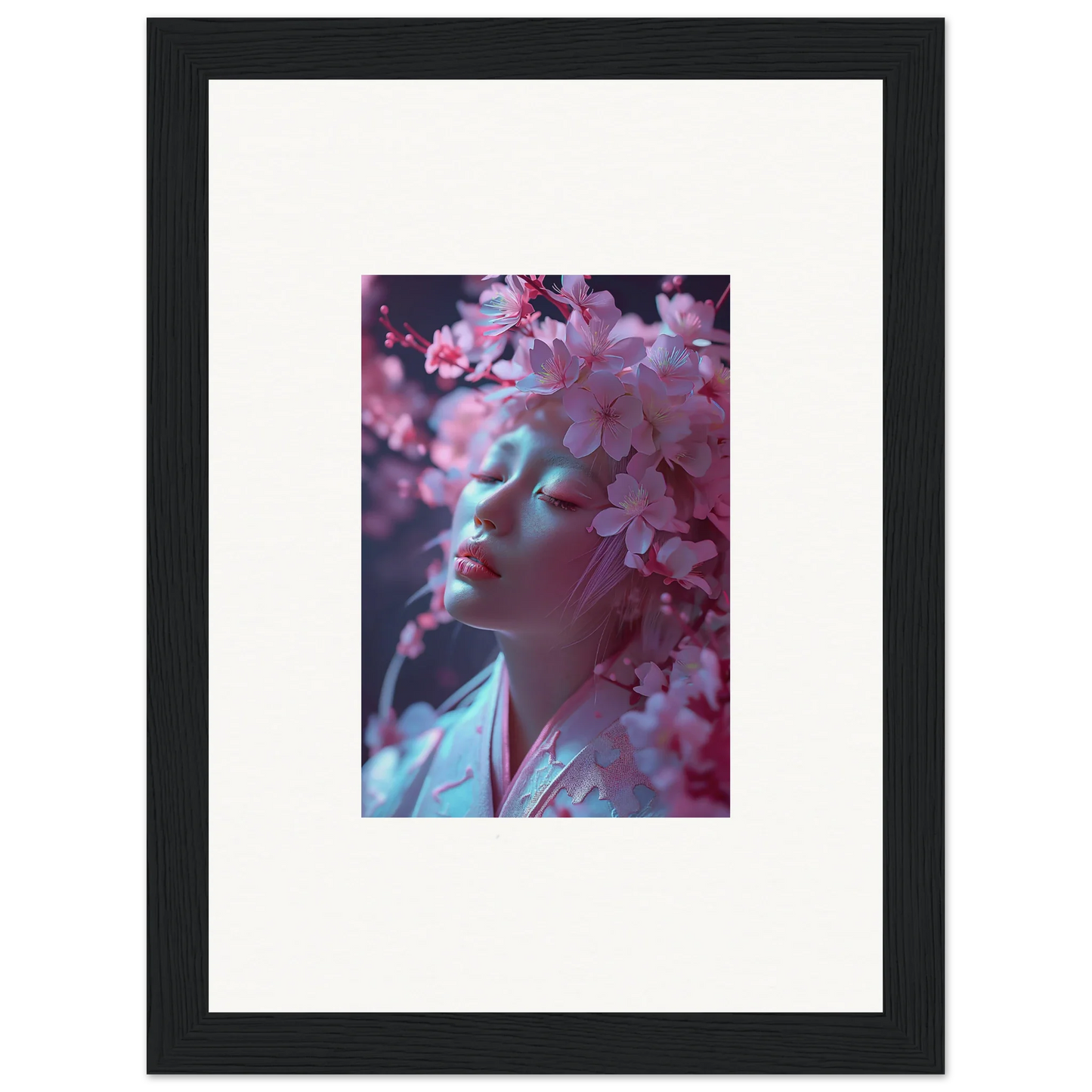 Framed canvas print of Cherry Blossoms for stylish room decoration wall art