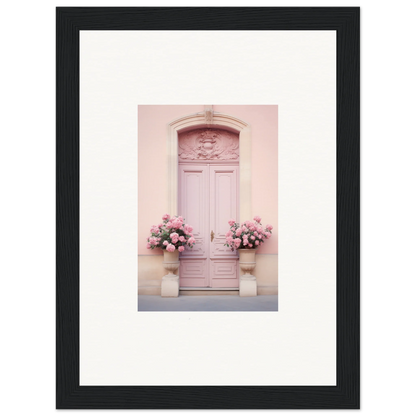 Pink door with ornate details and flowers, Rosy Cosmos Gateway framed wall art