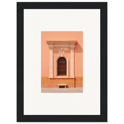 Ornate arched window on a peach wall in Silent Sunset Oblique framed wall art