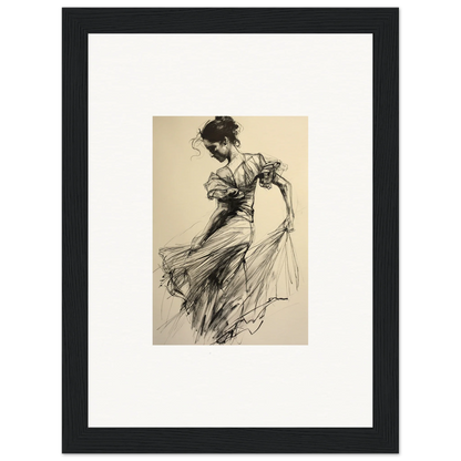 Elegant dancer sketch in flowing dress from Ethereal Pause Beneath special edition art™