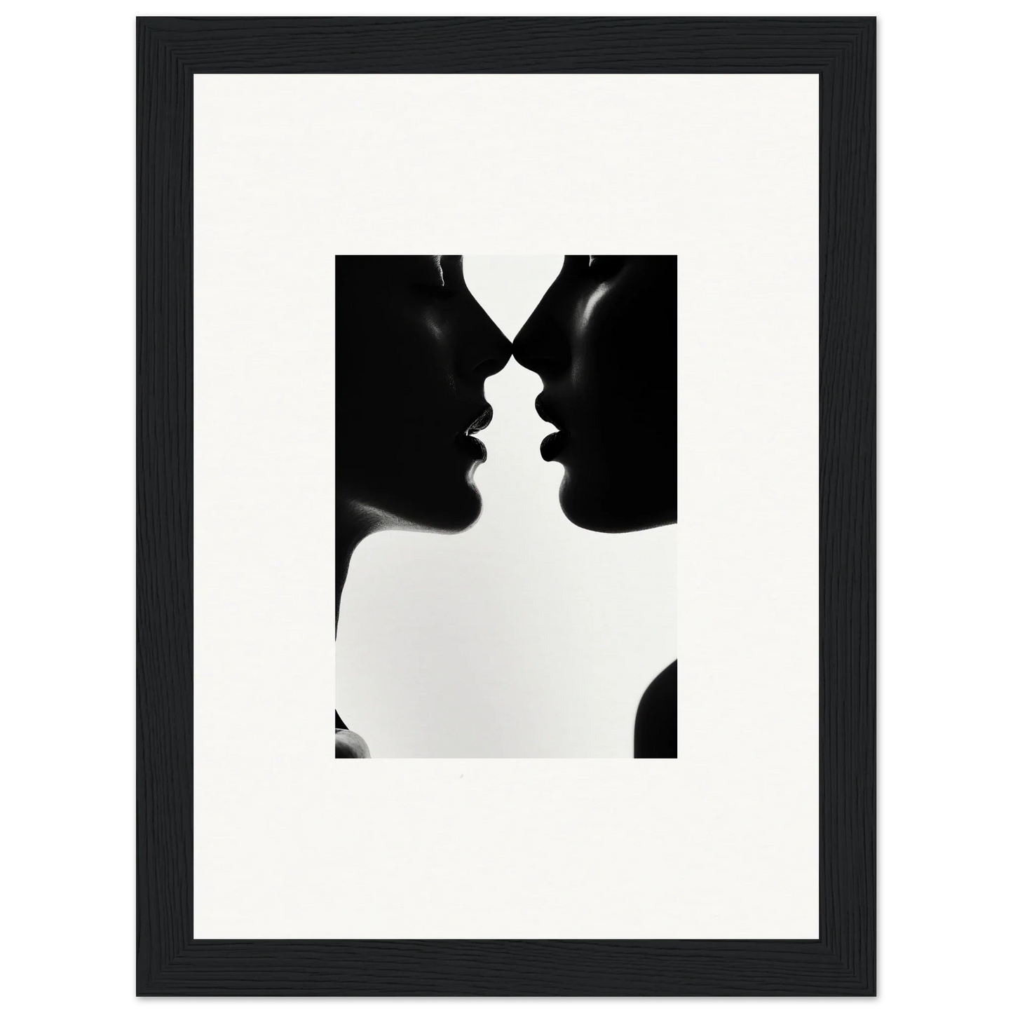 Black and white silhouettes of profiles in Shadowed Sédual Symphony special edition art™