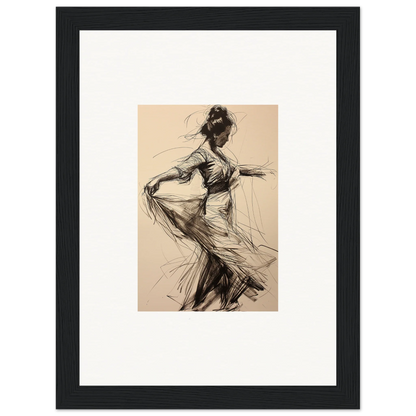 Charcoal sketch of a dancer in flowing dress from the special edition Ephemeral Whirling Arcade