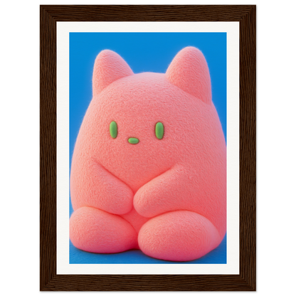 Plush Pink Cosmos wall art featuring a whimsical character in a cozy wood frame, perfect for cool home and room decor style.