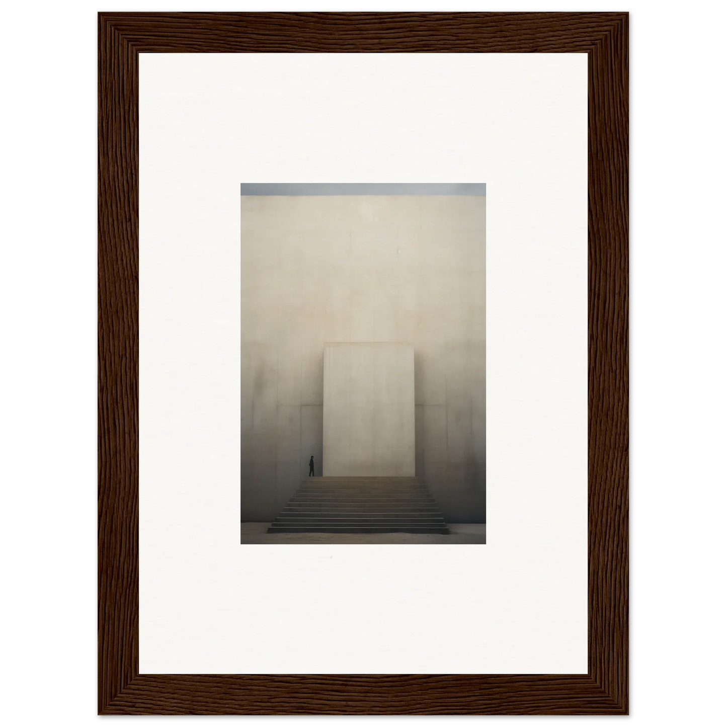 Framed black and white photo of a misty monolithic structure for Portal Eventide Abstract