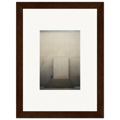 Framed black and white photo of a misty monolithic structure for Portal Eventide Abstract