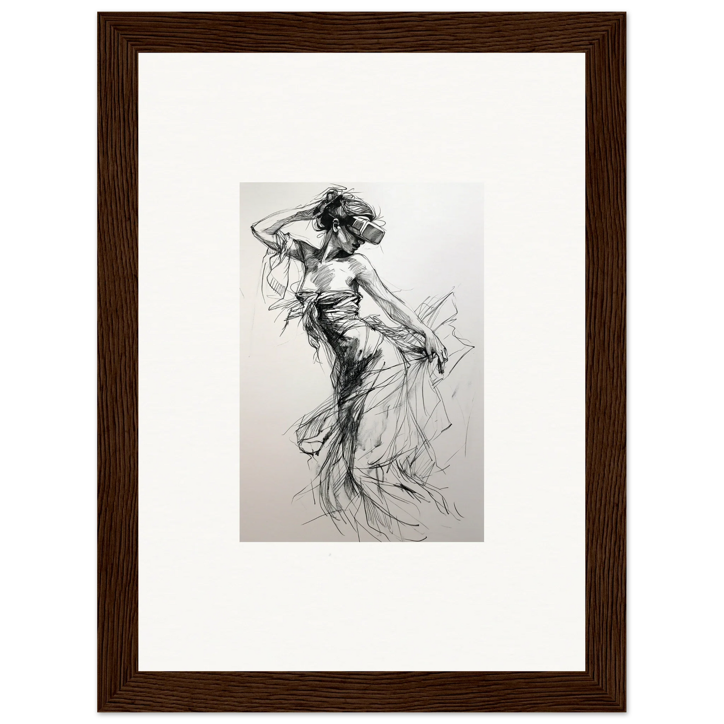 Charcoal sketch of a dancer in motion from the Virtual Grace Sketch special edition art™