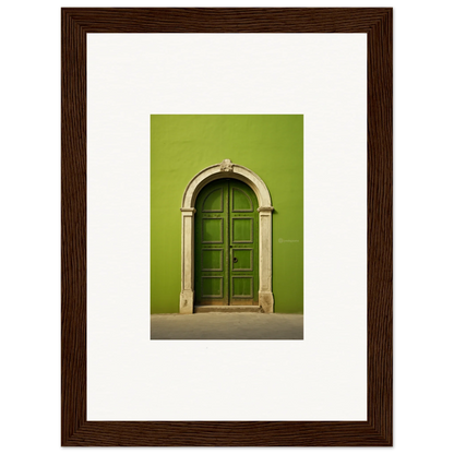 Green arched door with stone trim in classical style for Vert Barcode Reverie special edition art™