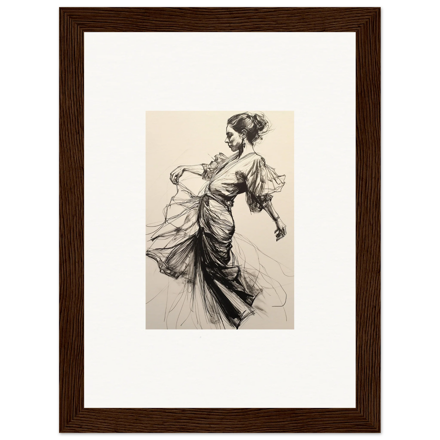 Elegant sketch of a woman in flowing dress for Midnight Dance Whispers special edition art™