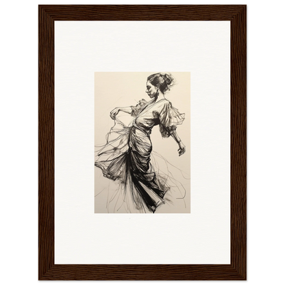 Elegant sketch of a woman in flowing dress for Midnight Dance Whispers special edition art™