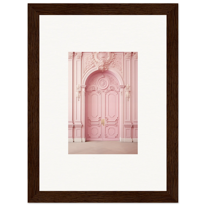 Ornate pink door with intricate moldings from Blush Merciful Renaissance special edition art™