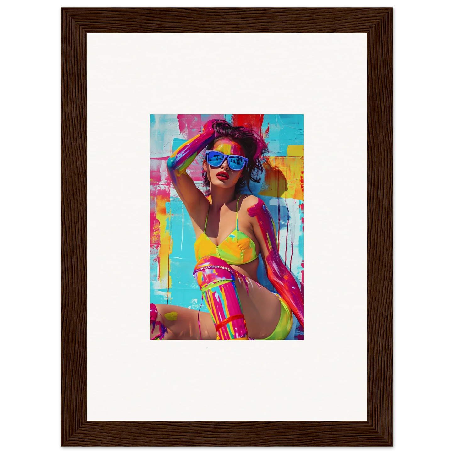 Vibrant pop art portrait of a woman perfect for canvas print wall art and room decoration