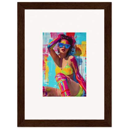 Vibrant pop art portrait of a woman perfect for canvas print wall art and room decoration