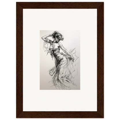 Charcoal sketch of a dancer in flowing fabric from Mystic Quantum Soliloquy, special edition art™