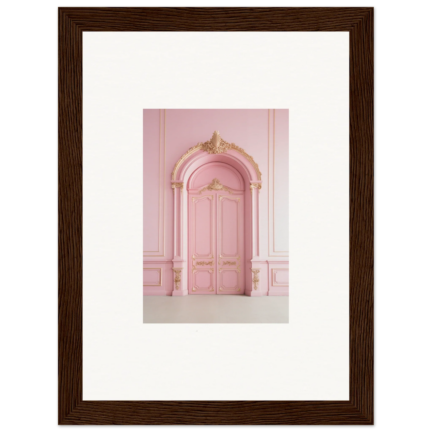 Ornate pink door with baroque molding in Paris Dreams Frame special edition art™ design