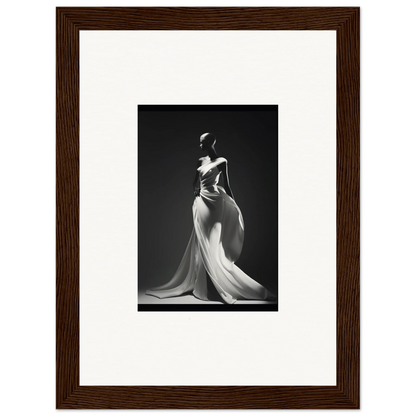 Elegant black and white image of a figure in a flowing gown from Gossamer Ivory Whispers