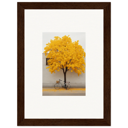 Framed wall art of Lemonade Gaze Reverie with a yellow-leaved tree and bicycle