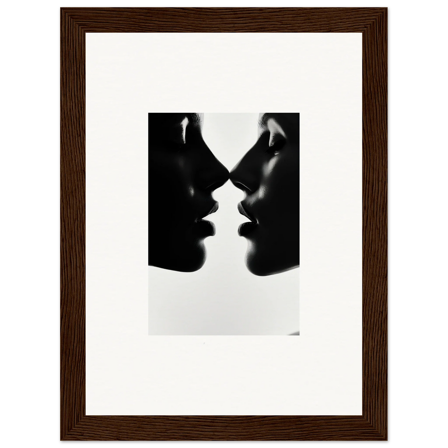 Silhouetted profiles in Whispers Kiss Universes, perfect for premium framed wall art