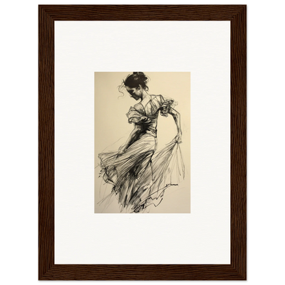 Elegant dancer in flowing dress, Ethereal Pause Beneath framed wall art special edition art™