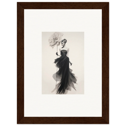 Elegant black and white fashion illustration of Opulent Reverie Lyrisans evening gown