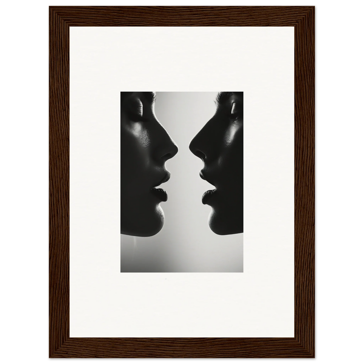 Two silhouetted profiles facing each other in Echo’s Embrace special edition art