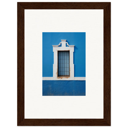 White-framed window wall art with decorative molding in Liquid Azure Quest special edition