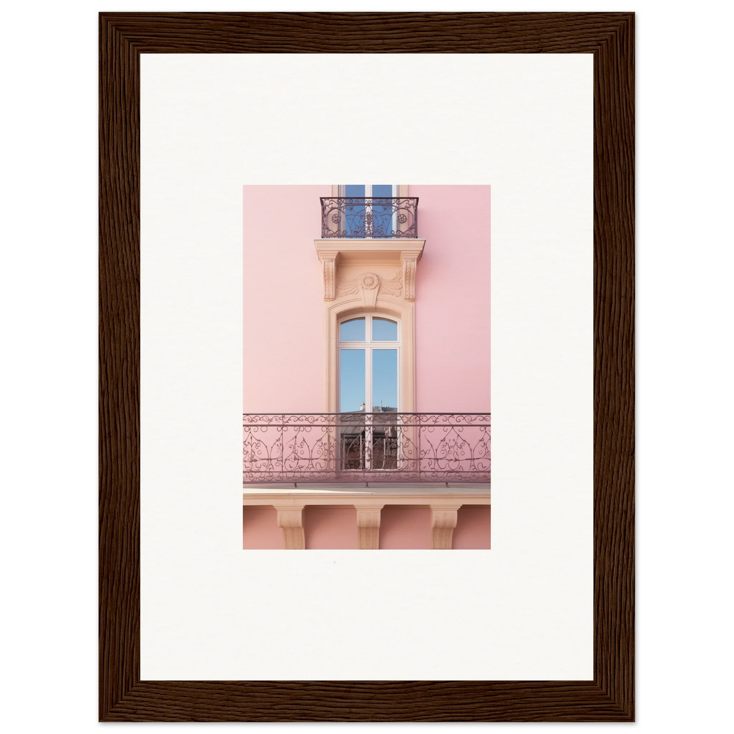 Elegant pink balcony with ornate railings for Dusky Dream Balustrade wall art