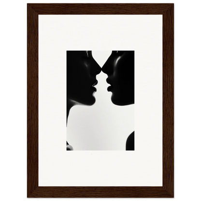 Silhouetted profiles of two people nearly kissing in Shadowed Sédual Symphony art