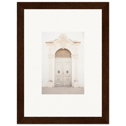 Ornate white double door with archway in Faded Elegance Whispers framed wall art