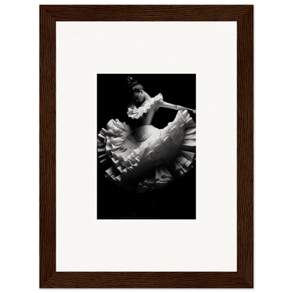 Framed black and white photo of a Swirled Dream Dancer in a flowing tulle dress