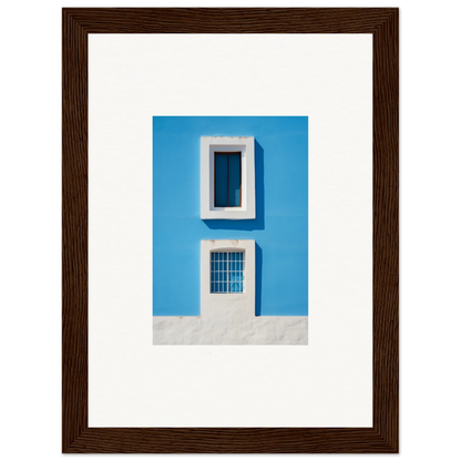 Framed wall art of a blue wall with white window and door in Isles Encompassed Vista