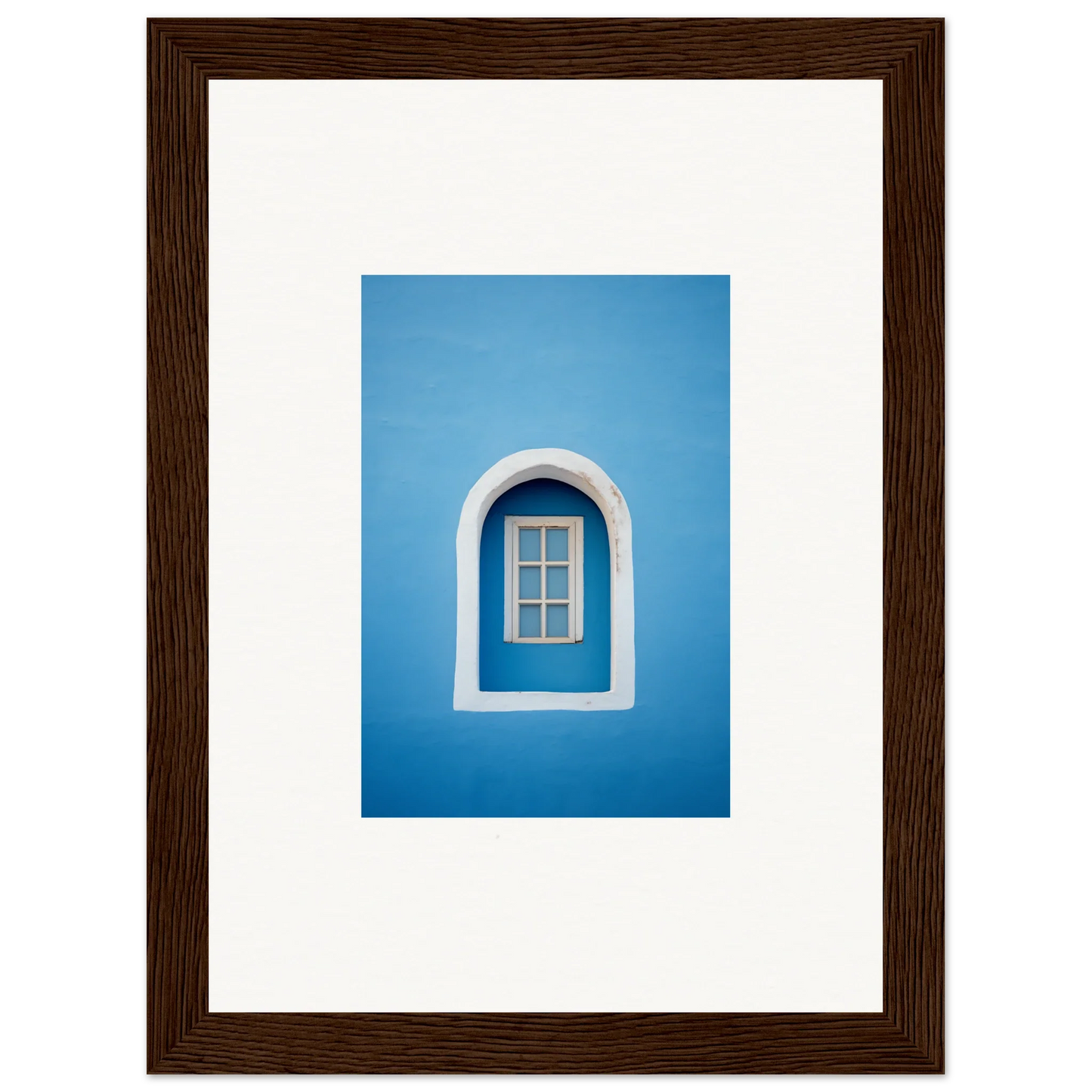 Arched white-framed window with blue background in Whispers Sky Mosaic special edition art™