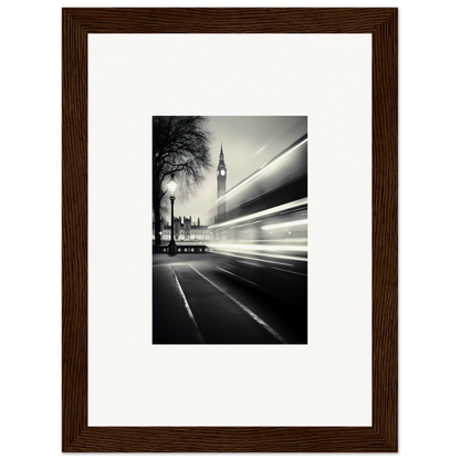 Framed wall art featuring Big Ben and light trails, part of Fluid Timeless Pulse