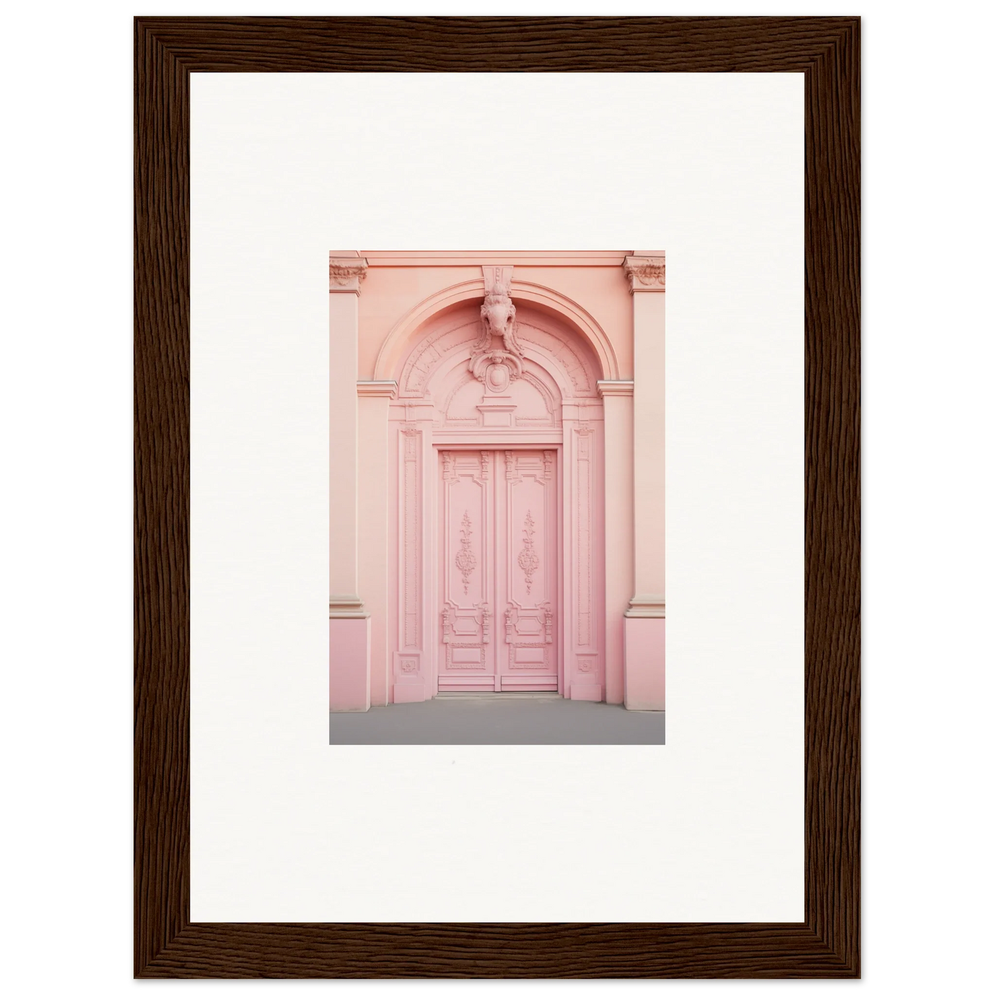 Ornate pink door with classic details in Porphyr Pink Processions special edition art™