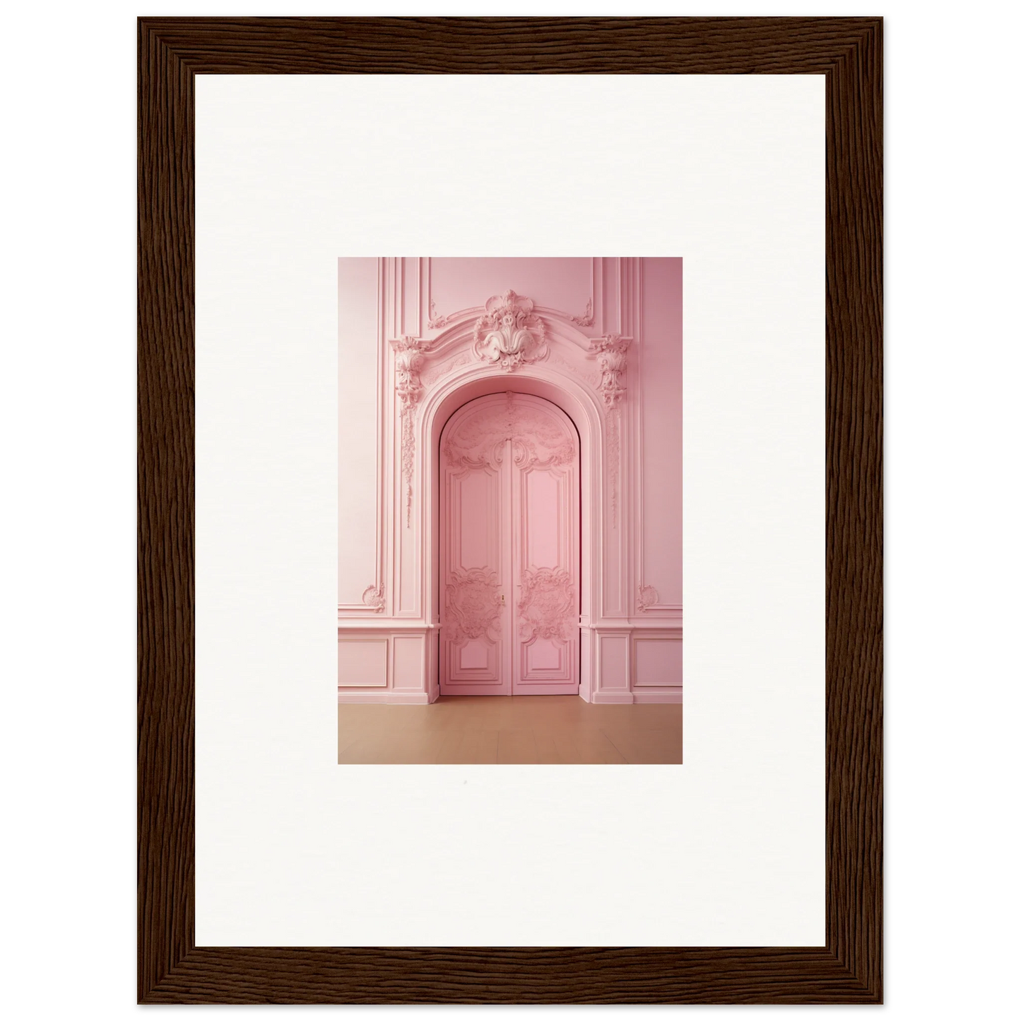 Ornate pink door with baroque details from Gentle Whims Myths special edition art™