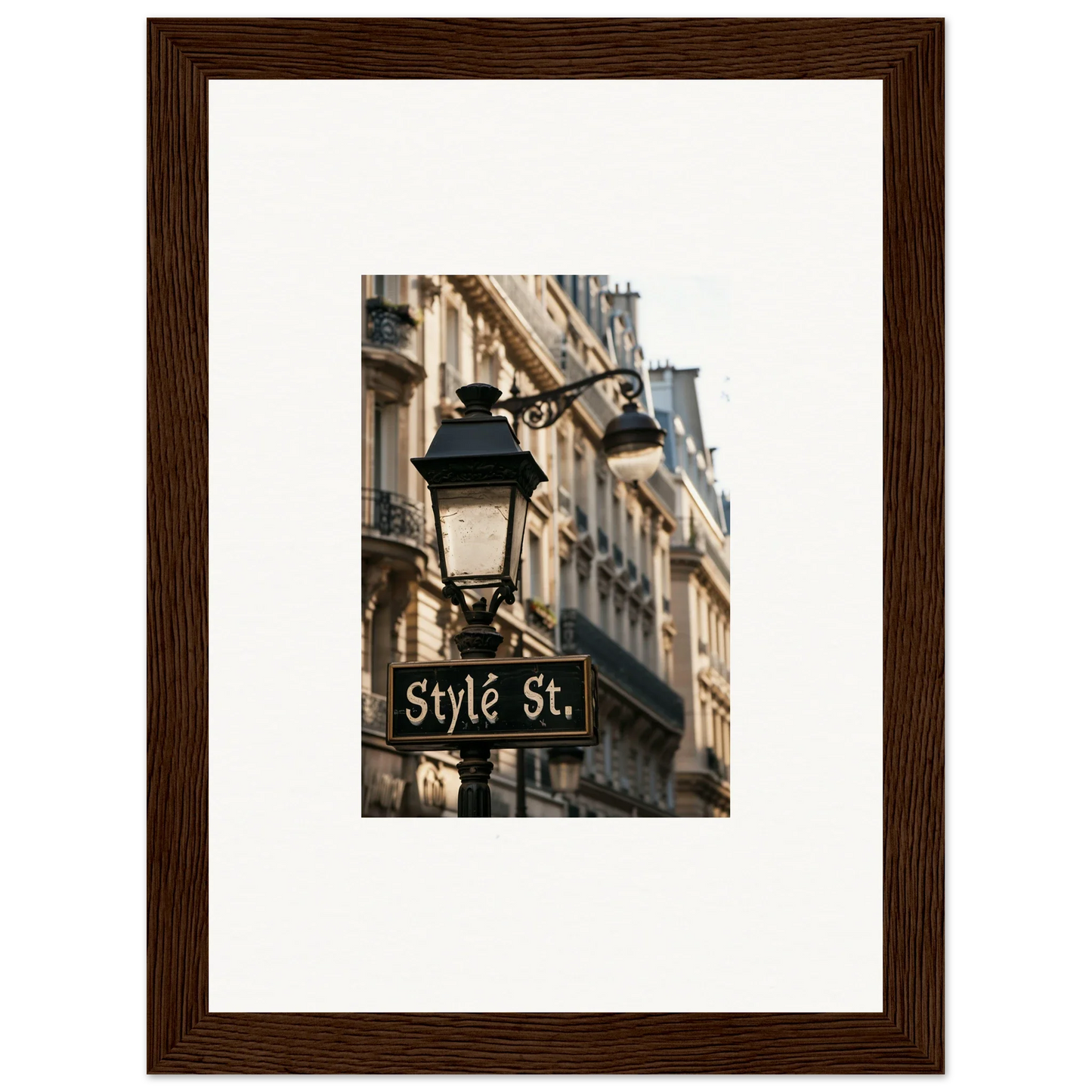 Street lamp with Style St sign, perfect canvas print for room decoration and wall art