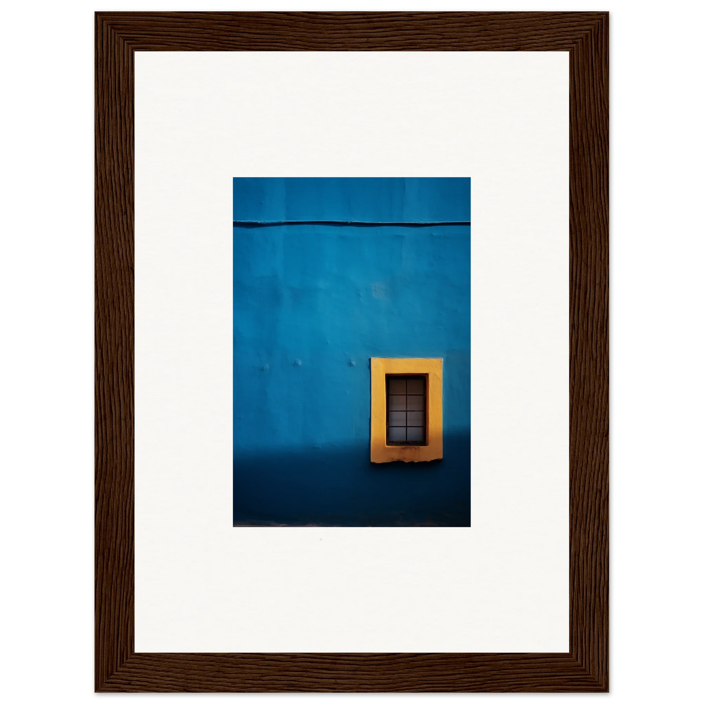 Yellow-framed window on a blue wall in Hypercolor Dreamscape Longitude design