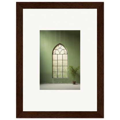 Gothic-style arched window with lead dividers in Green Crescent special edition art™